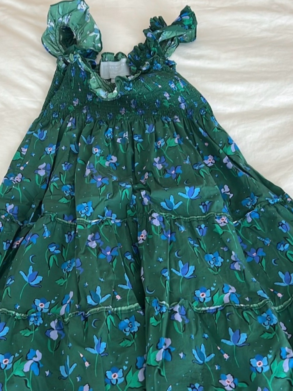 Hill House Green Floral Midi Dress with Blue Print - Picture 4 of 4